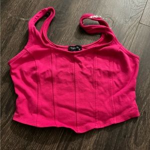 Dry goods hot pink crop top